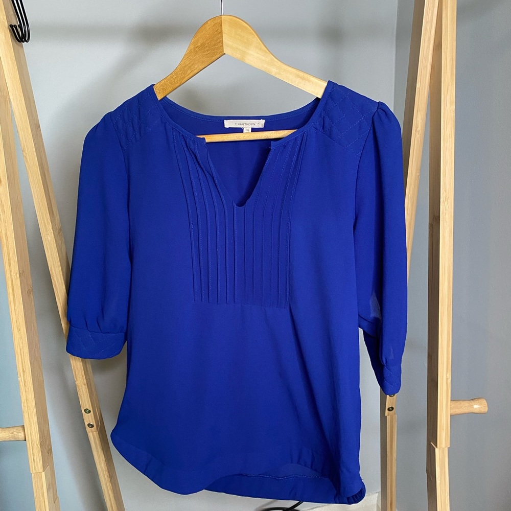 41 Hawthorn Angela Quilted Blue Blouse